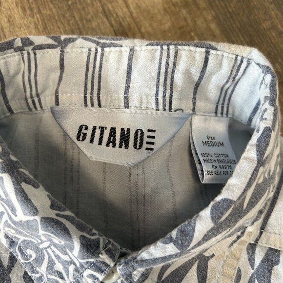 Vintage Gitano Button Front Shirt Men Size Medium Short Sleeve All Over Print - Picture 3 of 6